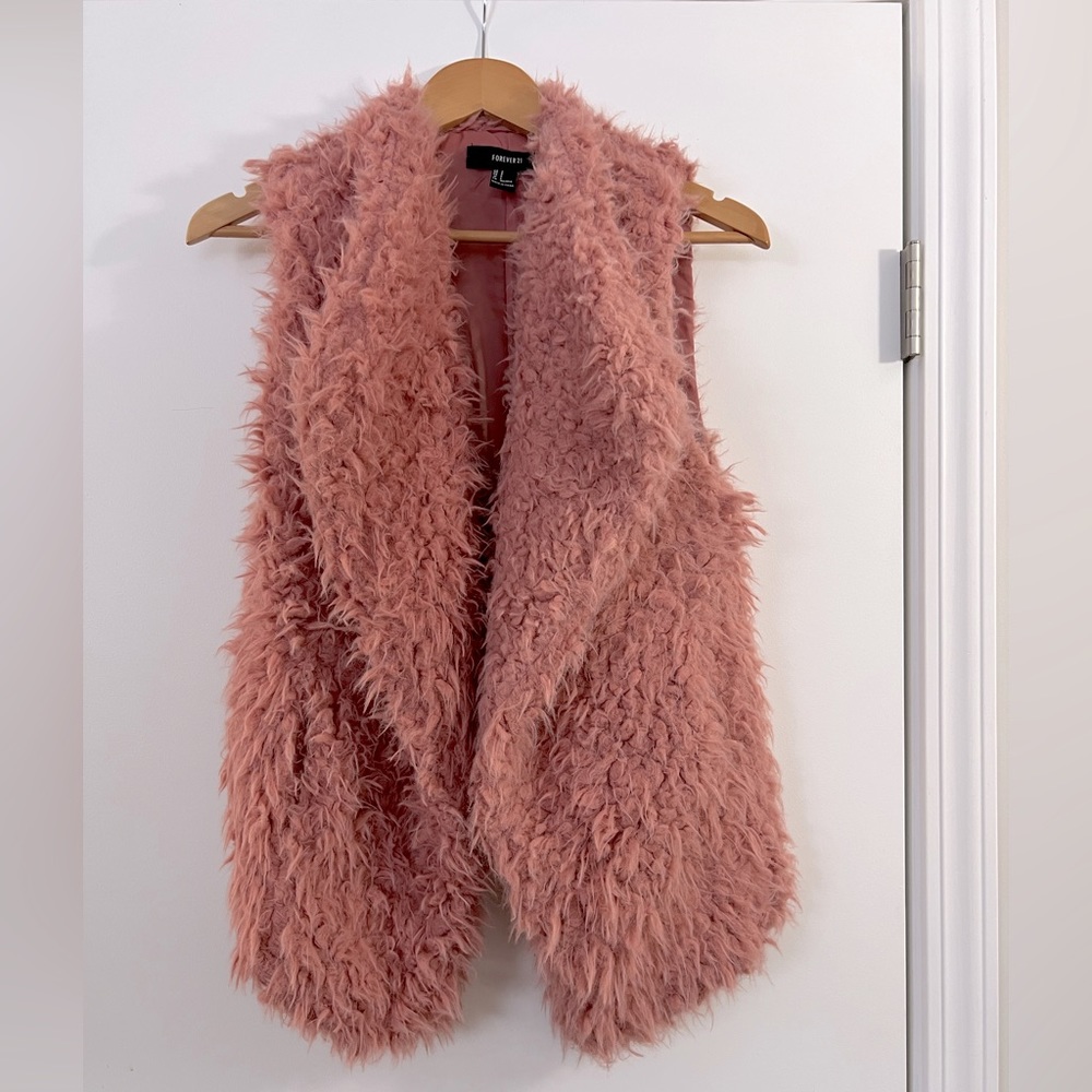 Pink faux fur vest